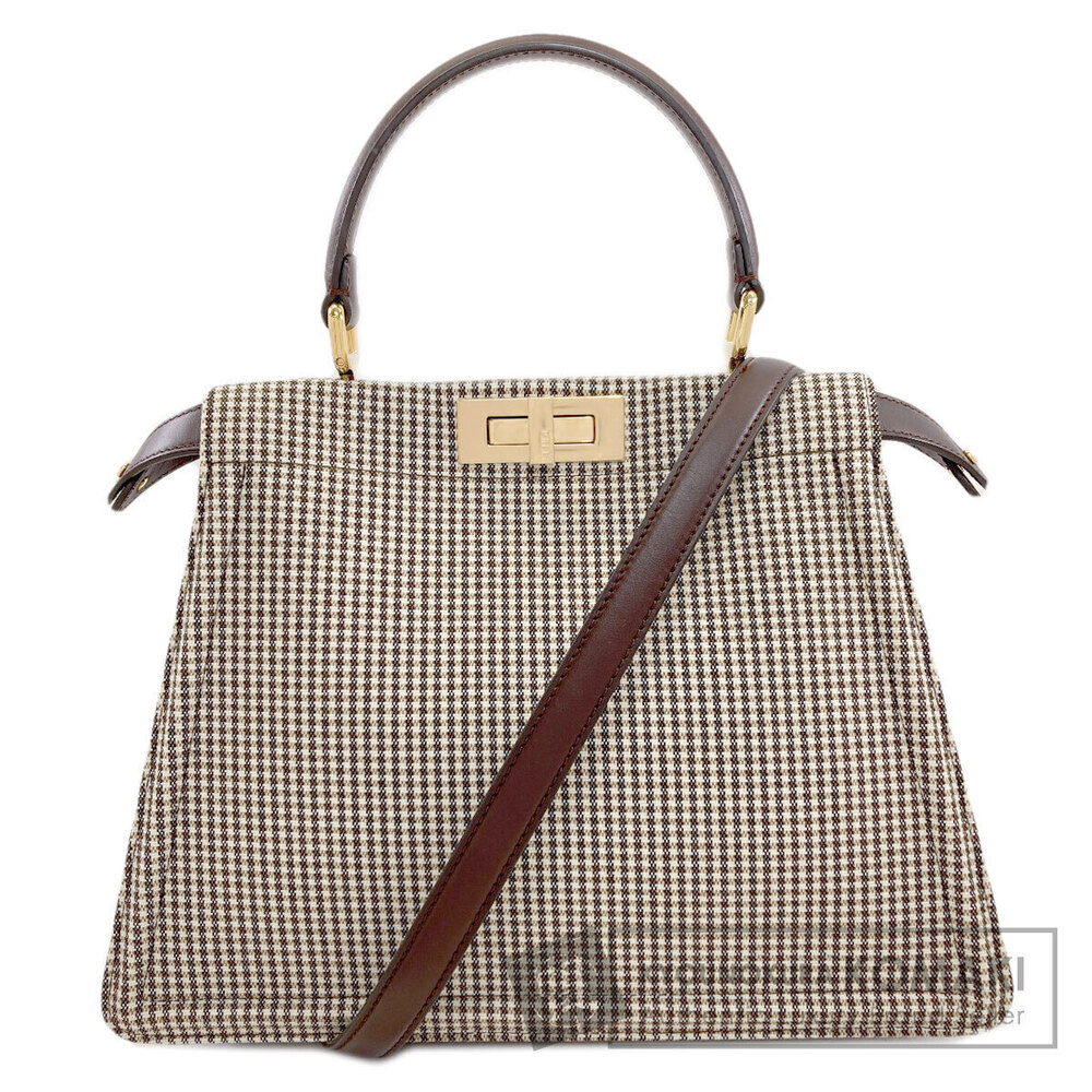 Fendi Peekaboo ISeeU Check Handbag Canvas